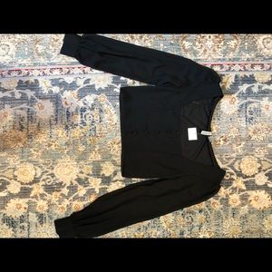 H&M Black Square Neck Long Sleeve Crop Top